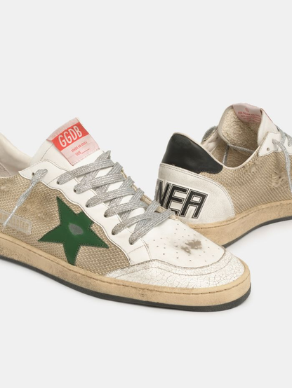 Ball Star Sneakers In Leather And Mesh With Heel Tab - Black Unisex Streetwear Limited Edition