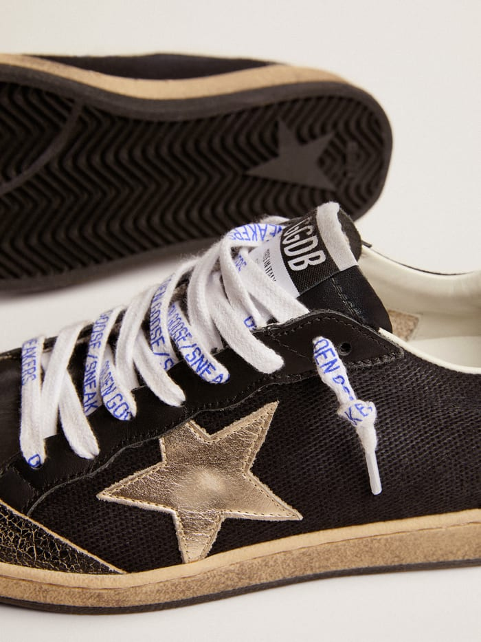 Canvas Ball Star Sneakers With Platinum-colored Star - Black Unisex Streetwear Limited Edition
