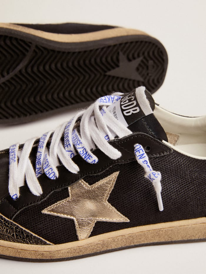 Canvas Ball Star Sneakers With Platinum-colored Star - Black Unisex Streetwear Limited Edition