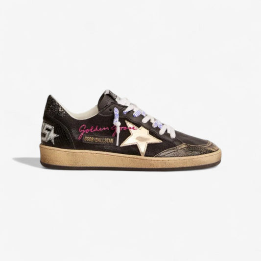 Canvas Ball Star Sneakers With Platinum-colored Star - Black Unisex Streetwear Limited Edition