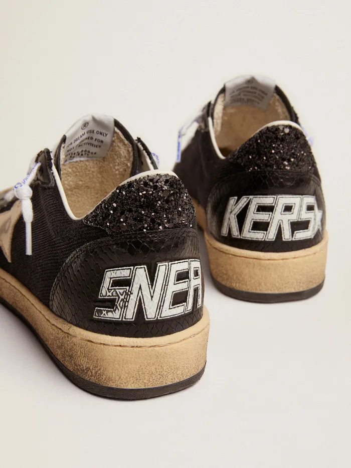 Canvas Ball Star Sneakers With Platinum-colored Star - Black Unisex Streetwear Limited Edition