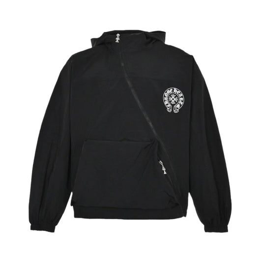 CHROME Hearts Asymmetrical Zip Hoodie - Black Unisex Streetwear Limited Edition - The CHROME HEARTS ASYMMETRICAL ZIP HOODIE - REPLICA fuses luxury craftsmanship with bold streetwear aesthetics