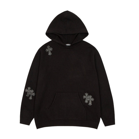 CHROME Hearts Cross Patch Hoodie - Black Unisex Streetwear Limited Edition