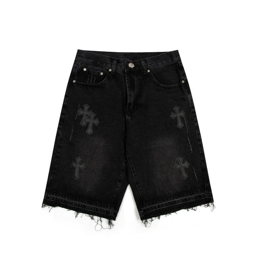 CHROME Hearts Cross Patch Jorts Shorts - Black Unisex Streetwear Limited Edition