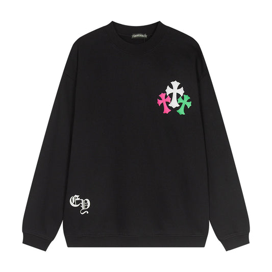 CHROME Hearts Colored Cross Horse Shoe Logo Sweatshirt - Black Unisex Streetwear Limited Edition