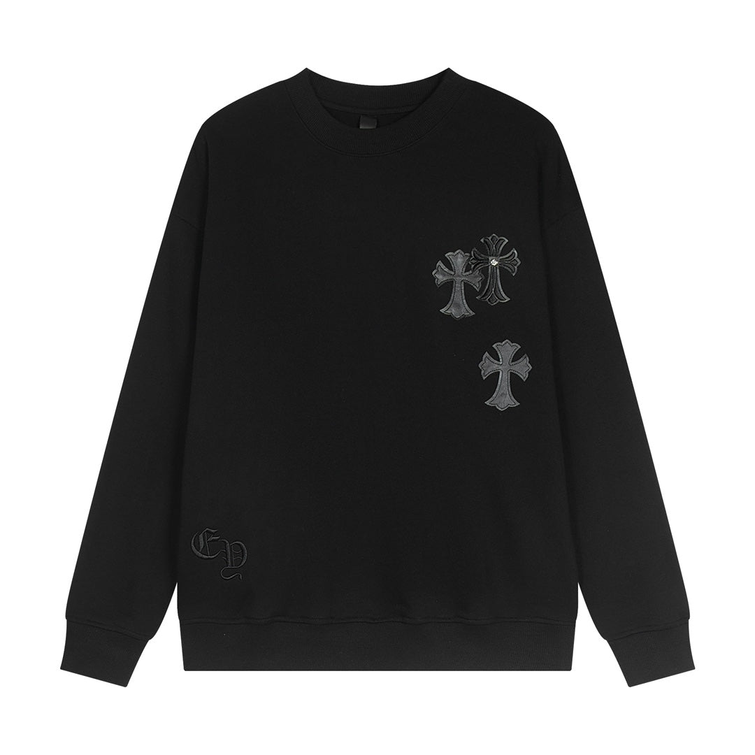 CHROME Hearts Cross Patch Sweatshirt - Black Unisex Streetwear Limited Edition