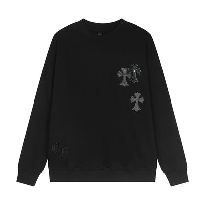 CHROME Hearts Cross Patch Sweatshirt - Black Unisex Streetwear Limited Edition