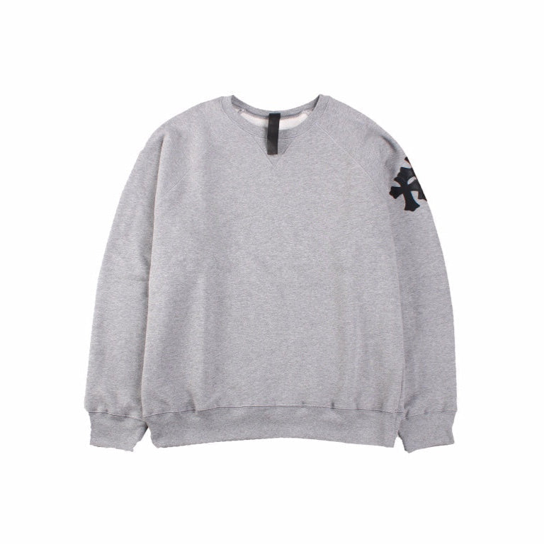 CHROME Hearts Cross Patch Sweatshirt - Grey Unisex Streetwear Limited Edition