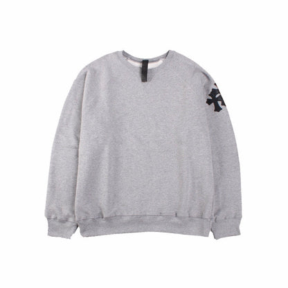 CHROME Hearts Cross Patch Sweatshirt - Grey Unisex Streetwear Limited Edition