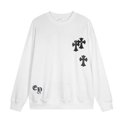 CHROME Hearts Cross Patch Sweatshirt - White Unisex Streetwear Limited Edition