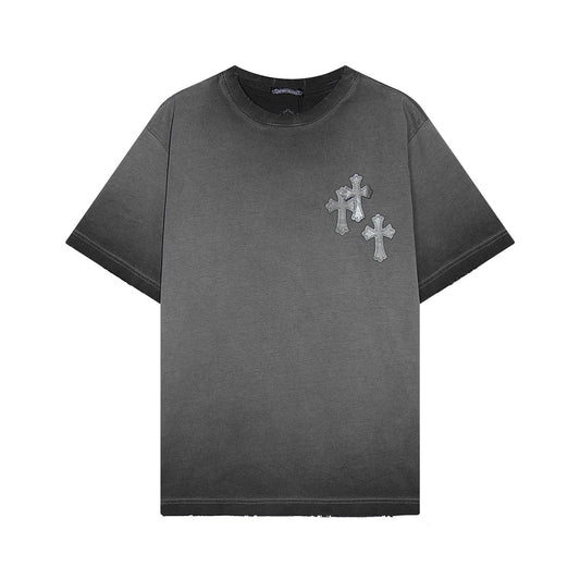 CHROME Hearts Cross Patch T-shirt Washed - Grey Unisex Streetwear Limited Edition