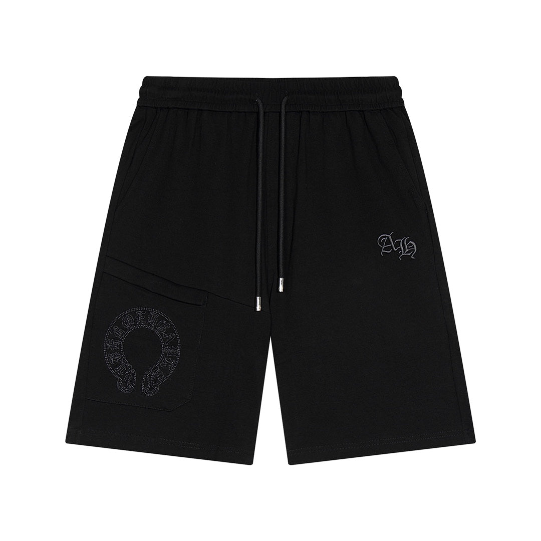 CHROME Hearts Horse Shoe Logo Shorts - Black Unisex Streetwear Limited Edition