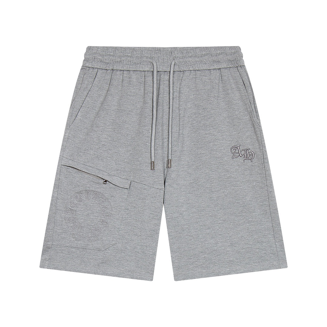 CHROME Hearts Horse Shoe Logo Shorts - Grey Unisex Streetwear Limited Edition