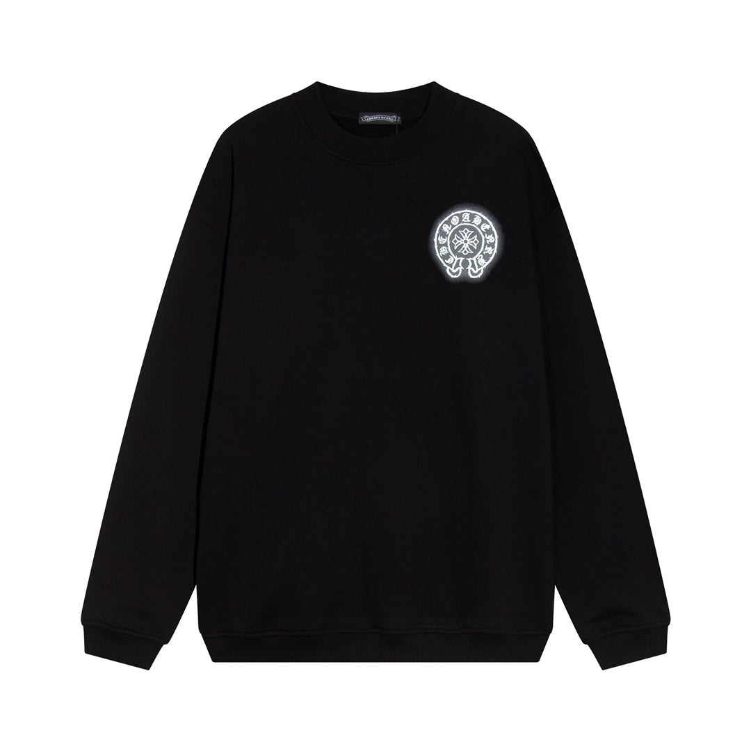 CHROME Hearts Horse Shoe Logo Sweatshirt - Black Unisex Streetwear Limited Edition