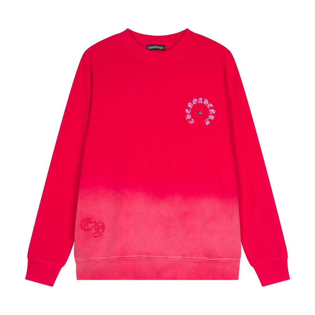 CHROME Hearts Horse Shoe Logo Sweatshirt Gradient - Red Unisex Streetwear Limited Edition