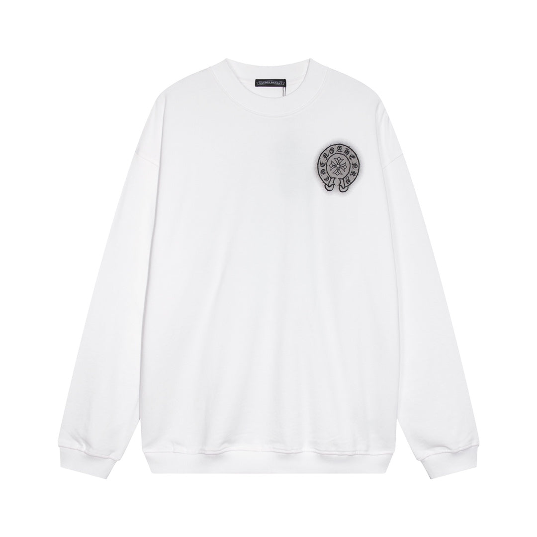 CHROME Hearts Horse Shoe Logo Sweatshirt - White Unisex Streetwear Limited Edition