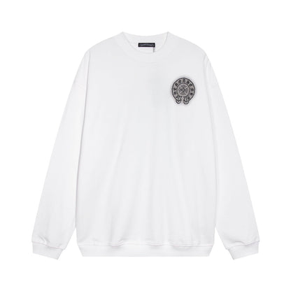 CHROME Hearts Horse Shoe Logo Sweatshirt - White Unisex Streetwear Limited Edition