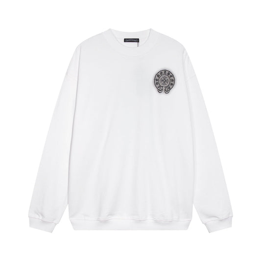CHROME Hearts Horse Shoe Logo Sweatshirt - White Unisex Streetwear Limited Edition