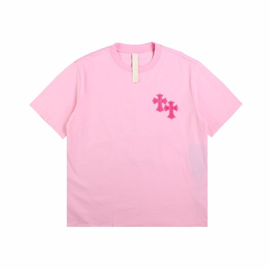 CHROME Hearts Horse Shoe Logo T-shirt - Pink Unisex Streetwear Limited Edition - The CHROME HEARTS HORSE SHOE LOGO T-SHIRT PINK - REPLICA delivers bold luxury streetwear aesthetics