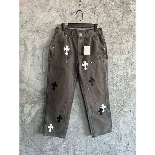 CHROME Hearts Jeans - Brown Unisex Streetwear Limited Edition - The CHROME HEARTS JEANS BROWN - REPLICA redefine edgy sophistication with their rich brown hue