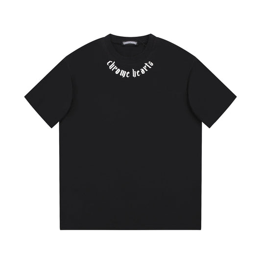 CHROME Hearts Logo Collar T-shirt - Black Unisex Streetwear Limited Edition