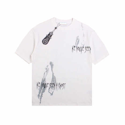 CHROME Hearts 'looking Like A Ghost' T-shirt - White Unisex Streetwear Limited Edition - The CHROME HEARTS 'LOOKING LIKE A GHOST' T-SHIRT WHITE - REPLICA is a bold fusion