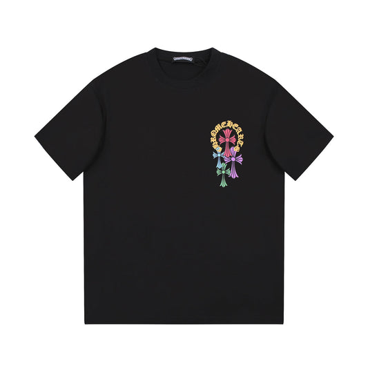 CHROME Hearts Multicolor Horse Shoe Logo T-shirt - Black Unisex Streetwear Limited Edition