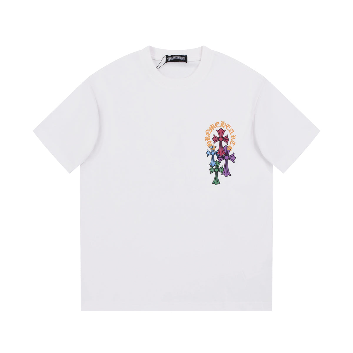 CHROME Hearts Multicolor Horse Shoe Logo T-shirt - White Unisex Streetwear Limited Edition
