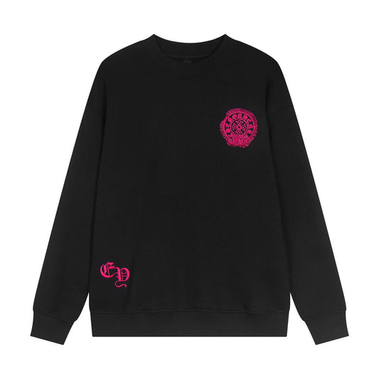 CHROME Hearts Pink Horse Shoe Logo Sweatshirt - Black Unisex Streetwear Limited Edition