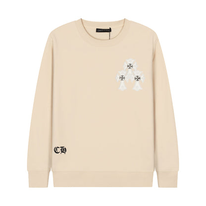 CHROME Hearts Cross Patch Sweatshirt Beige - White Unisex Streetwear Limited Edition