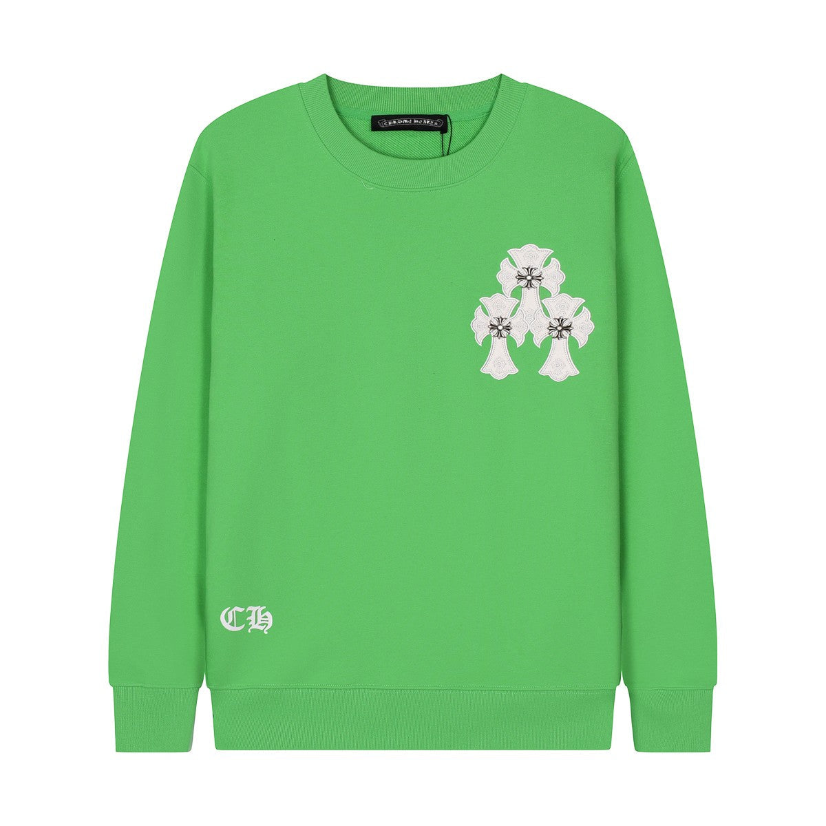 CHROME Hearts Cross Patch Sweatshirt Green - White Unisex Streetwear Limited Edition