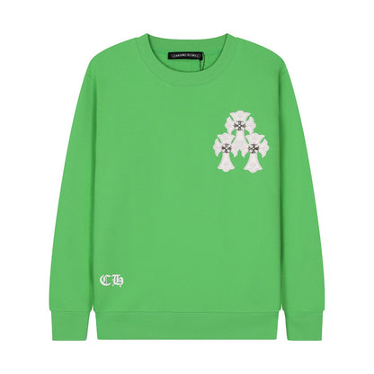 CHROME Hearts Cross Patch Sweatshirt Green - White Unisex Streetwear Limited Edition