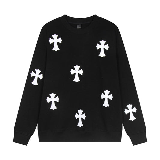 CHROME Hearts Wool White Cross Sweatshirt - Black Unisex Streetwear Limited Edition
