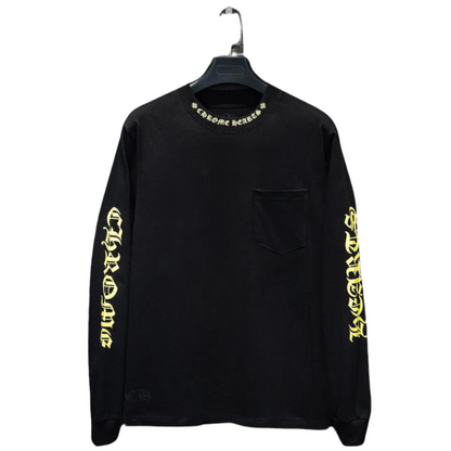 CHROME Hearts Yellow Collar Longsleeve - Black Unisex Streetwear Limited Edition