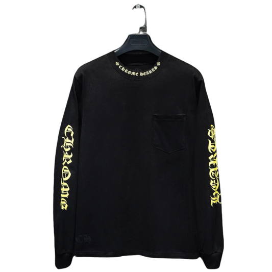 CHROME Hearts Yellow Collar Longsleeve - Black Unisex Streetwear Limited Edition