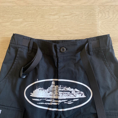 CORTEIZ Alcatraz Cargo Pants - White - Black Unisex Streetwear Limited Edition - The CORTEIZ ALCATRAZ CARGO PANTS BLACK/WHITE - REPLICA deliver a perfect combination of bold design
