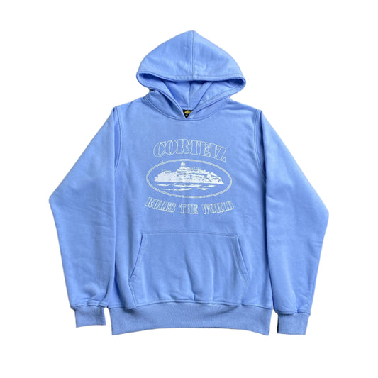 CORTEIZ Alcatraz Hoodie Baby Blu - Blue Unisex Streetwear Limited Edition - The CORTEIZ ALCATRAZ HOODIE BABY BLUE - REPLICA blends bold streetwear energy with a fresh,