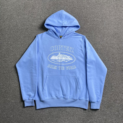 CORTEIZ Alcatraz Hoodie Baby Blu - Blue Unisex Streetwear Limited Edition - The CORTEIZ ALCATRAZ HOODIE BABY BLUE - REPLICA blends bold streetwear energy with a fresh,