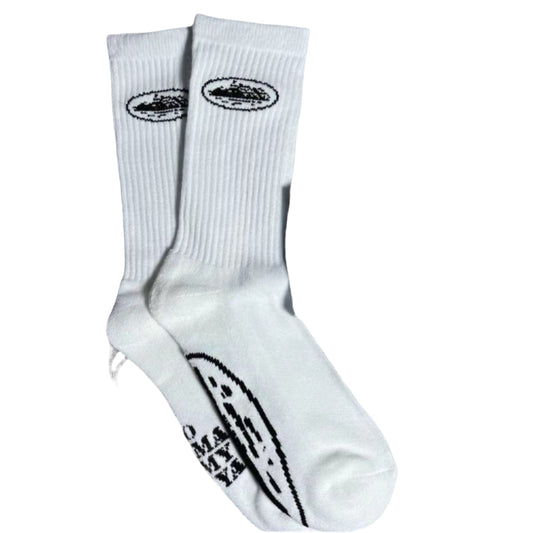 CORTEIZ Alcatraz Socks Sneakers - White Unisex Streetwear Limited Edition - The CORTEIZ ALCATRAZ SOCKS WHITE - REPLICA bring a clean yet bold touch to your