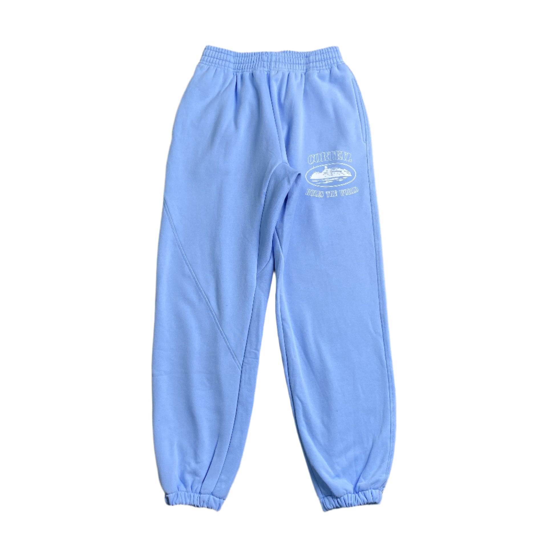 CORTEIZ Alcatraz Sweatpants Baby Blu - Red Unisex Streetwear Limited Edition - The CORTEIZ ALCATRAZ SWEATPANTS BABY BLUE - REPLICA combine effortless comfort with bold streetwear appeal.