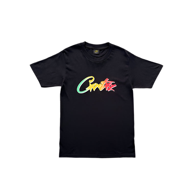 CORTEIZ Allstarz T-shirt Rasta Gradient - Black Unisex Streetwear Limited Edition - The CORTEIZ ALLSTARZ T-SHIRT BLACK RASTA GRADIENT - REPLICA combines minimalist style with bold visual