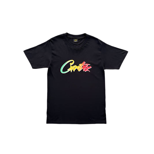 CORTEIZ Allstarz T-shirt Rasta Gradient - Black Unisex Streetwear Limited Edition - The CORTEIZ ALLSTARZ T-SHIRT BLACK RASTA GRADIENT - REPLICA combines minimalist style with bold visual