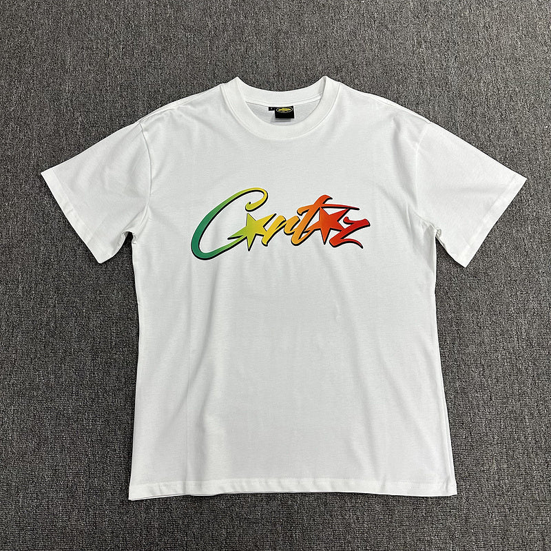 CORTEIZ Allstarz T-shirt Rasta Gradient - White Unisex Streetwear Limited Edition - The CORTEIZ ALLSTARZ T-SHIRT WHITE RASTA GRADIENT - REPLICA is a vibrant fusion of streetwear