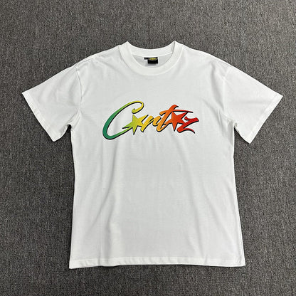 CORTEIZ Allstarz T-shirt Rasta Gradient - White Unisex Streetwear Limited Edition - The CORTEIZ ALLSTARZ T-SHIRT WHITE RASTA GRADIENT - REPLICA is a vibrant fusion of streetwear