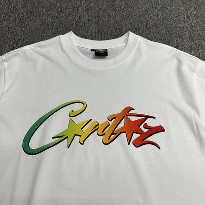 CORTEIZ Allstarz T-shirt Rasta Gradient - White Unisex Streetwear Limited Edition - The CORTEIZ ALLSTARZ T-SHIRT WHITE RASTA GRADIENT - REPLICA is a vibrant fusion of streetwear