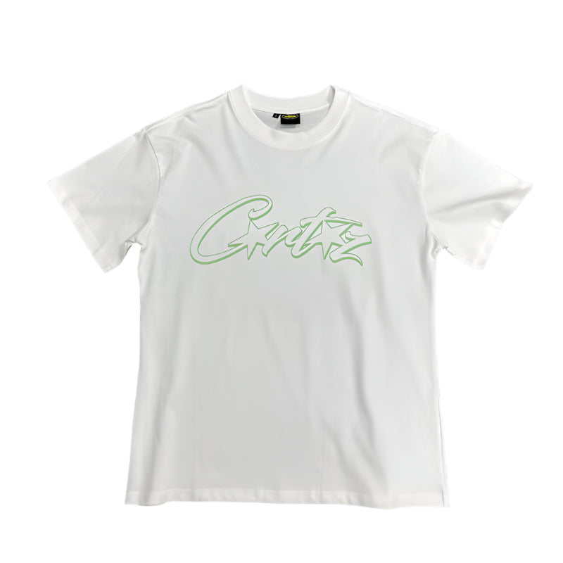 CORTEIZ Allstarz Tee Green T-Shirt - White Unisex Streetwear Limited Edition - The CORTEIZ ALLSTARZ TEE WHITE GREEN - REPLICA combines sleek minimalism with bold streetwear vibes.