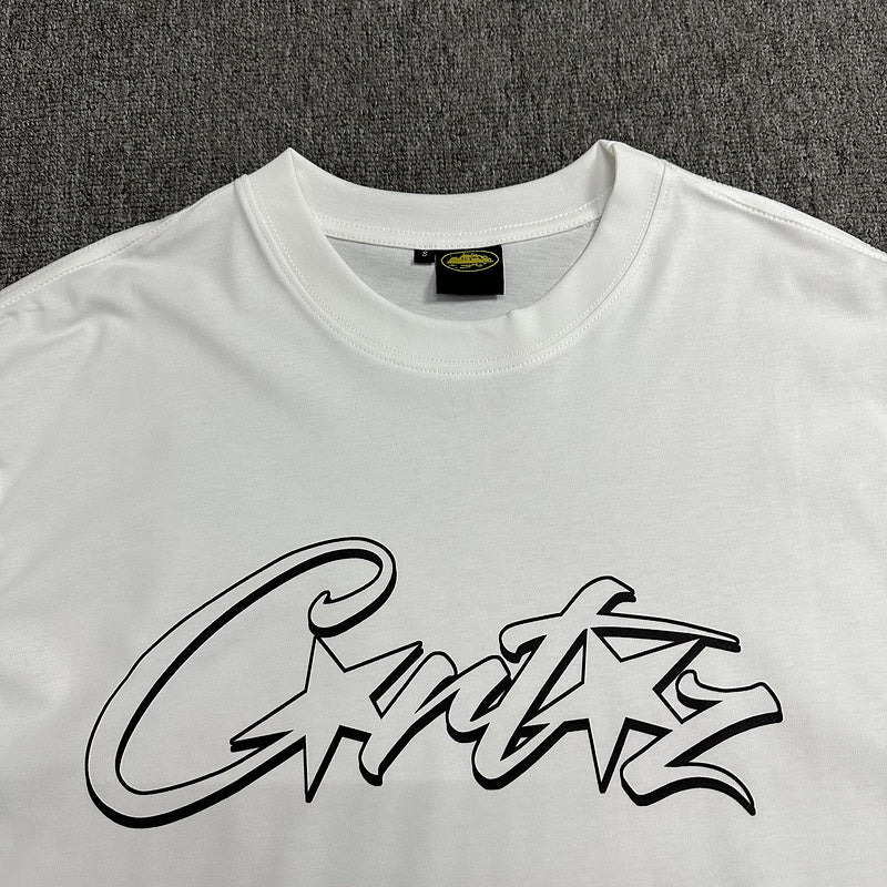 CORTEIZ Allstarz Tee White Hollow T-Shirt - Black Unisex Streetwear Limited Edition - The CORTEIZ ALLSTARZ TEE WHITE HOLLOW BLACK - REPLICA combines sleek minimalism with bold streetwear