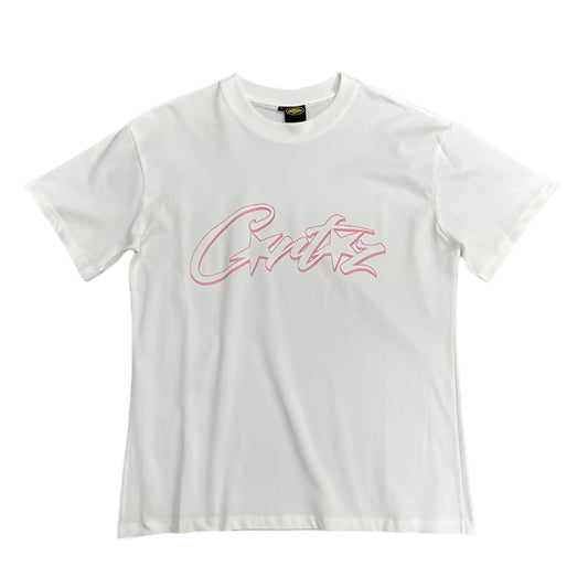 CORTEIZ Allstarz Tee Pink T-Shirt - White Unisex Streetwear Limited Edition - The CORTEIZ ALLSTARZ TEE WHITE PINK - REPLICA offers a fresh take on bold streetwear