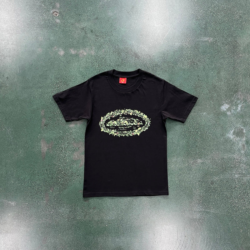 CORTEIZ Grass Round Tee T-Shirt - Black Unisex Streetwear Limited Edition - The CORTEIZ GRASS ROUND TEE BLACK - REPLICA merges sleek simplicity with bold streetwear aesthetics.