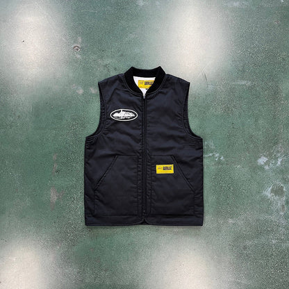 CORTEIZ Guerillaz Quilted Vest - Black Unisex Streetwear Limited Edition - The CORTEIZ GUERILLAZ QUILTED VEST BLACK - REPLICA is the ultimate blend of functionality and